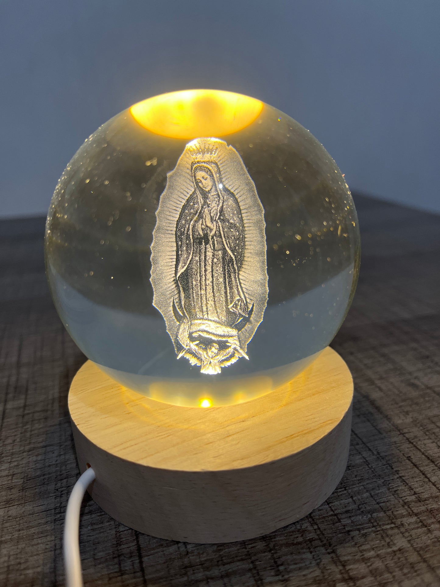 LAMPARA BOLA DE CRISTAL GRANDE 3D GUADALUPE