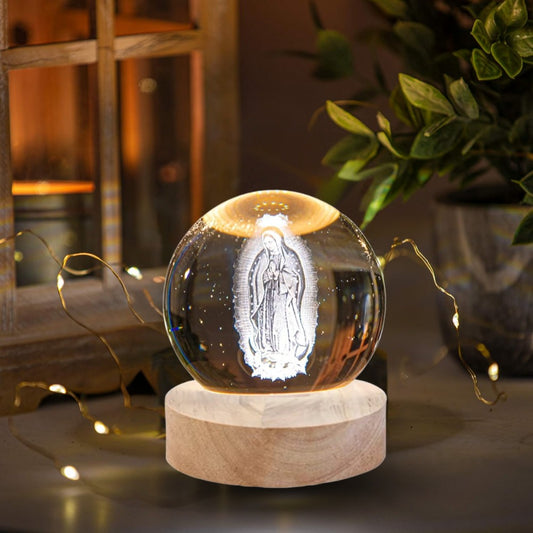 LAMPARA BOLA DE CRISTAL GRANDE 3D GUADALUPE