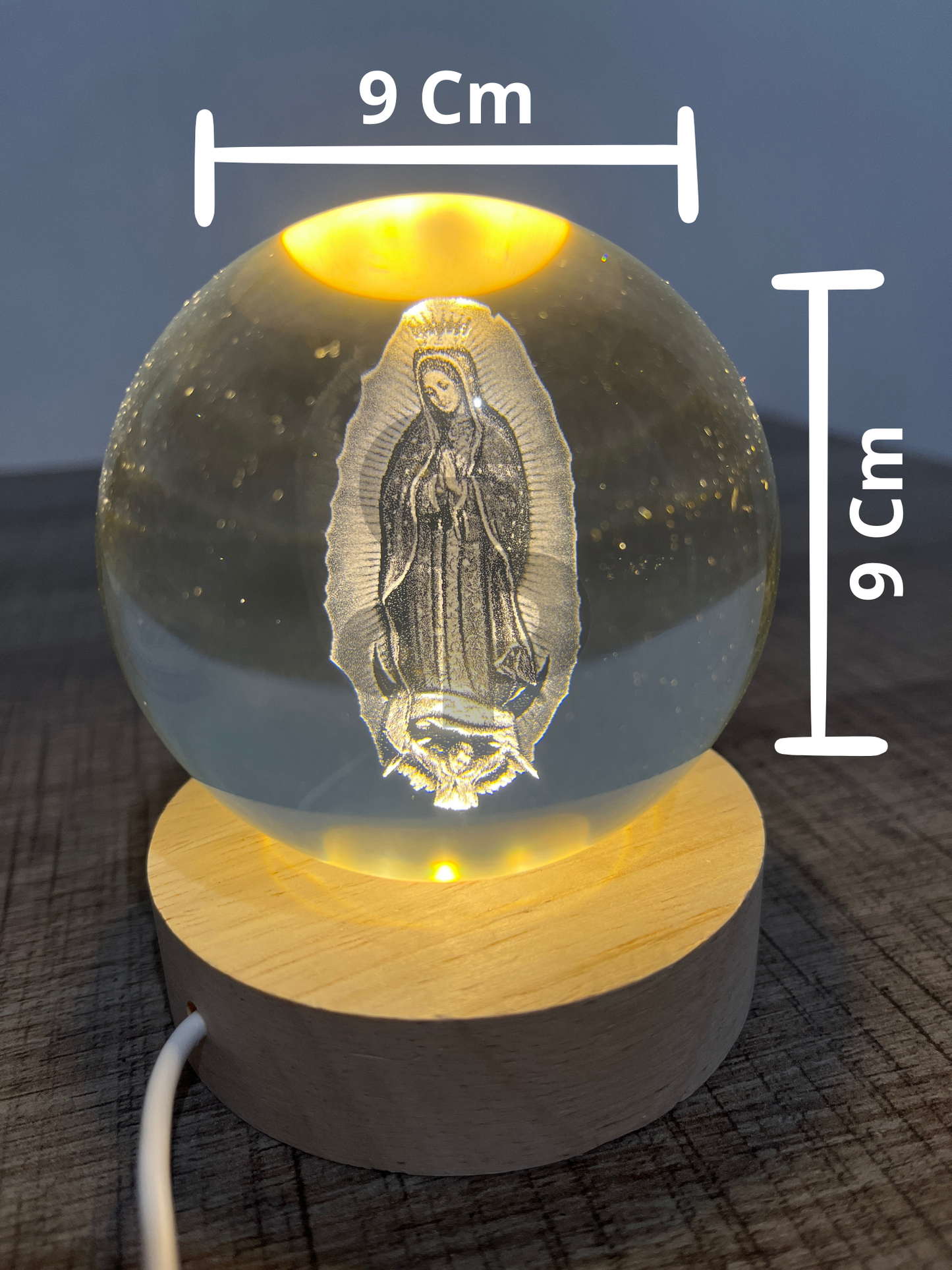 LAMPARA BOLA DE CRISTAL GRANDE 3D GUADALUPE