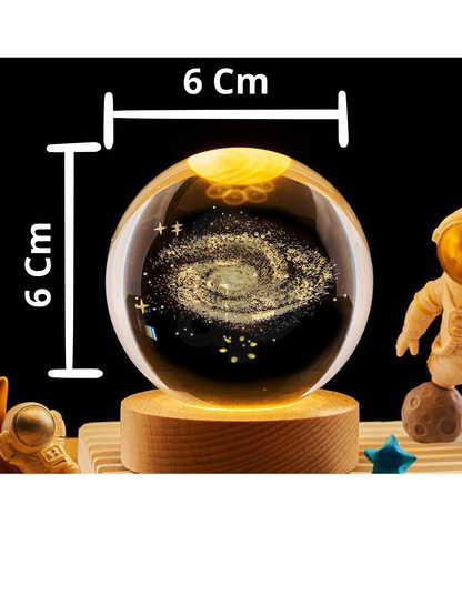 LAMPARA BOLA DE CRISTAL PEQUEÑA 3D GALAXIA